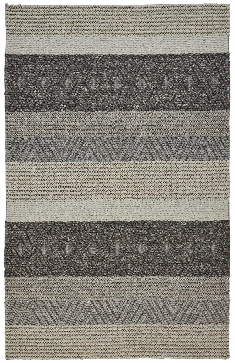 Gray Taupe And Tan Wool Floral Hand Woven Stain Resistant Area Rug Photo 1