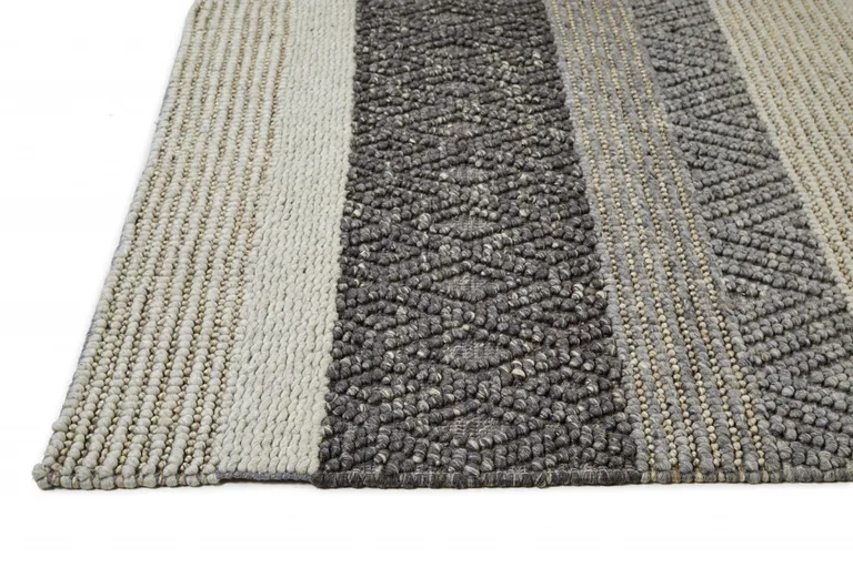 Gray Taupe And Tan Wool Floral Hand Woven Stain Resistant Area Rug Photo 4