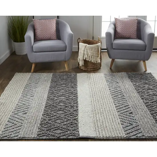 Gray Taupe And Tan Wool Floral Hand Woven Stain Resistant Area Rug Photo 8