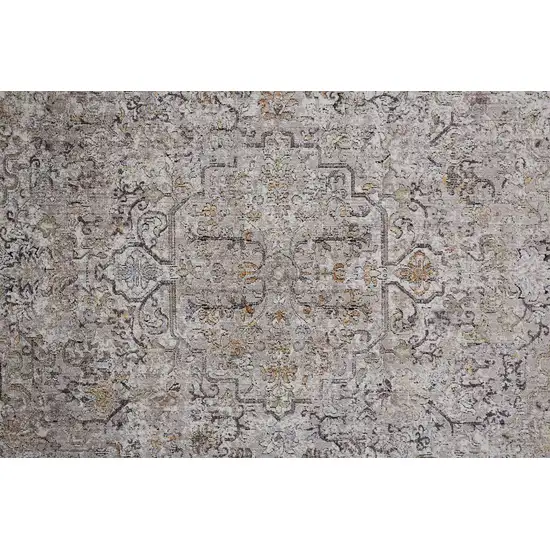 Gray Taupe And Yellow Abstract Stain Resistant Area Rug Photo 8