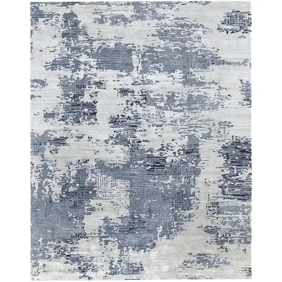 Gray Taupe and Blue Abstract Hand Tufted Area Rug Photo 6