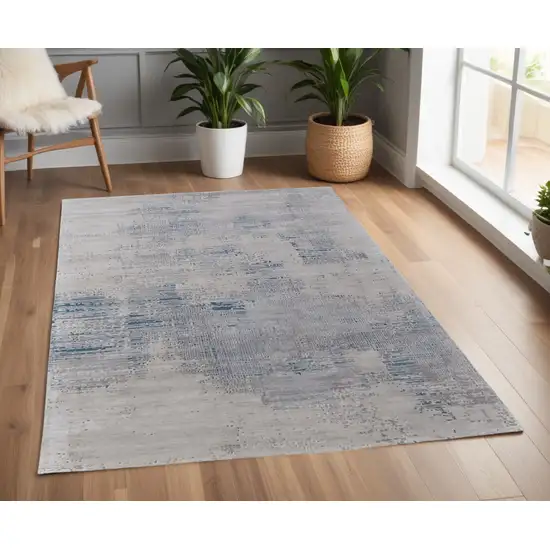 Gray Taupe and Blue Abstract Hand Tufted Area Rug Photo 1