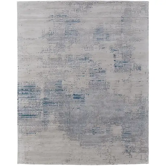 Gray Taupe and Blue Abstract Hand Tufted Area Rug Photo 4