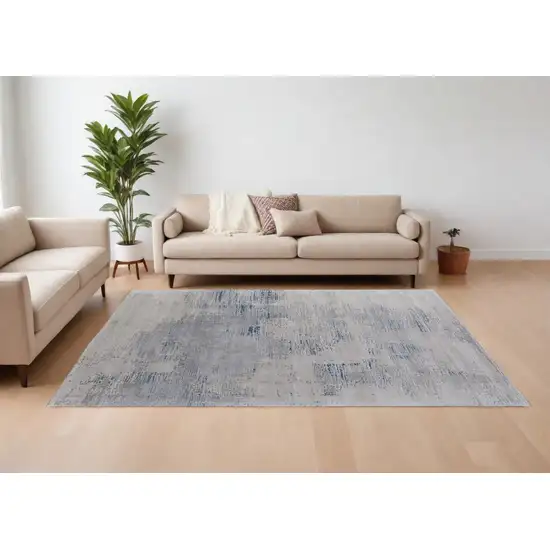 Gray Taupe and Blue Abstract Hand Tufted Area Rug Photo 1