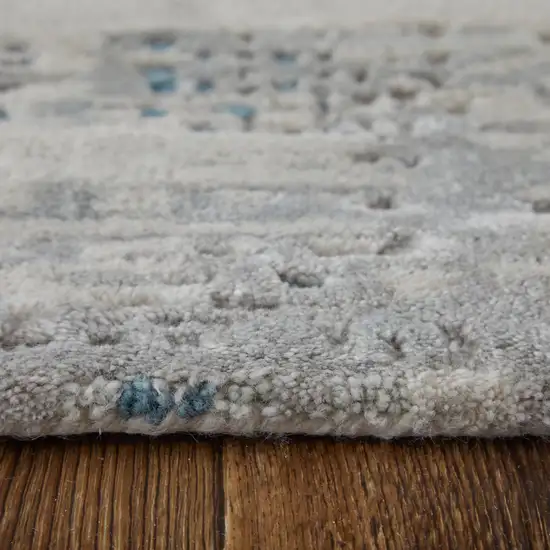 Gray Taupe and Blue Abstract Hand Tufted Area Rug Photo 7