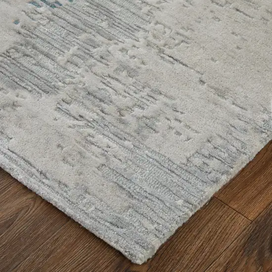 Gray Taupe and Blue Abstract Hand Tufted Area Rug Photo 6