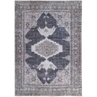 Photo of Gray Taupe and Ivory Oriental Power Loom Washable Area Rug