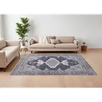 Photo of Gray Taupe and Ivory Oriental Power Loom Washable Area Rug