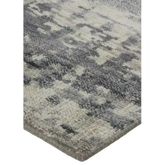 Gray Taupe and Ivory Wool Abstract Hand Knotted Area Rug Photo 7