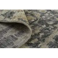 Photo of Gray Taupe and Ivory Wool Abstract Hand Knotted Area Rug