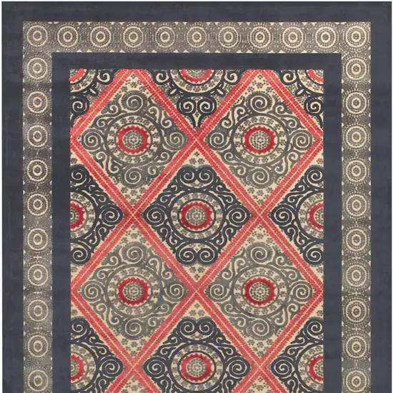 Gray Taupe and Red Paisley Power Loom Area Rug Photo 5