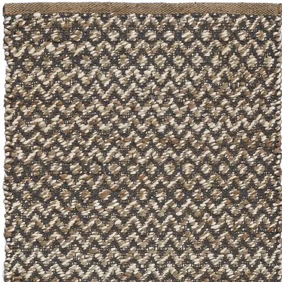 6' Natural and Gray Chevron Hand Woven Jute Runner Rug Photo 6