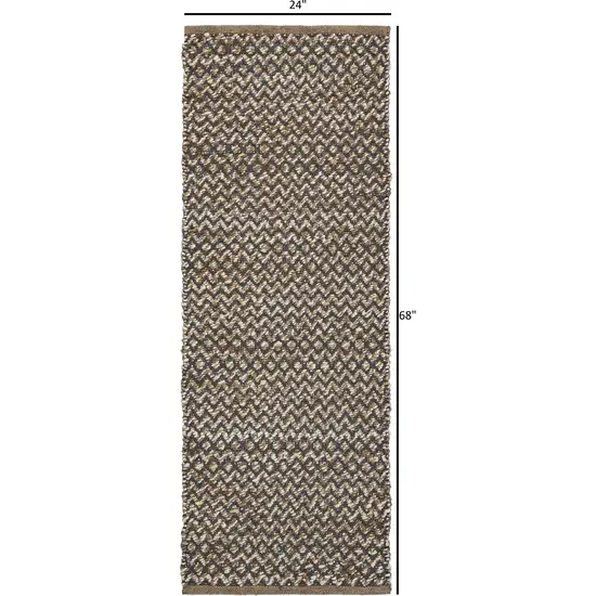 Gray Toned Chevron Patterned Runner Rug Photo 4