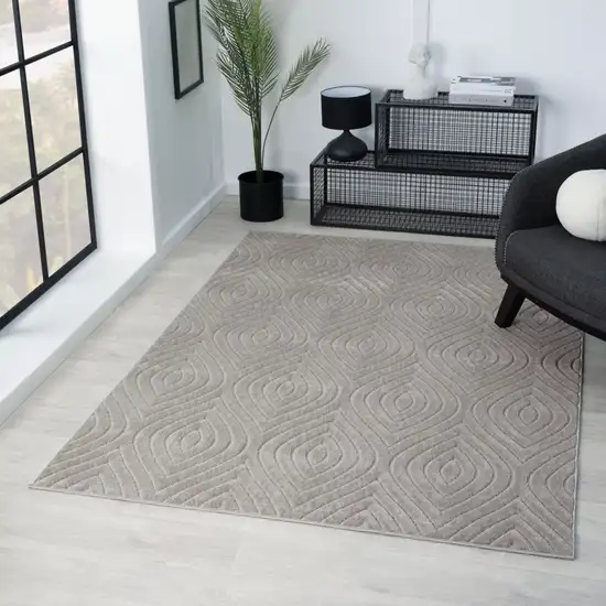 Gray Trellis Area Rug Photo 5