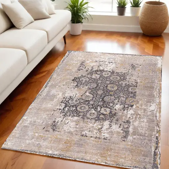 Gray Oriental Dhurrie Non Skid Area Rug Photo 1