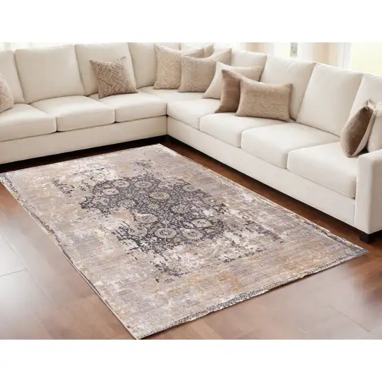 Gray and Ivory Oriental Non Skid Area Rug Photo 1