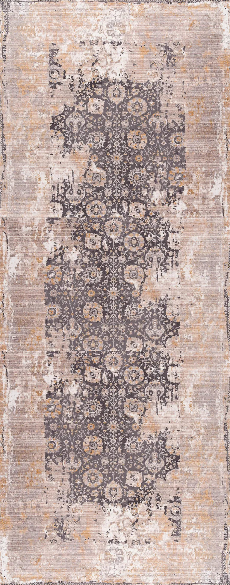 Gray Washed Out Persian Runner Rug Photo 5