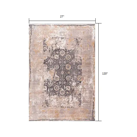 Gray Washed Out Persian Runner Rug Photo 2