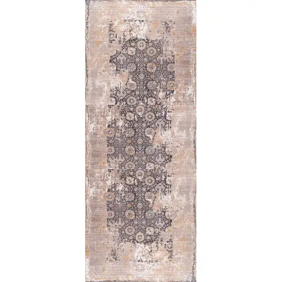 Gray Washed Out Persian Runner Rug Photo 7