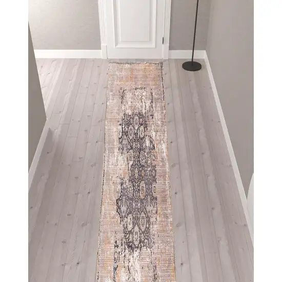 Gray Washed Out Persian Runner Rug Photo 5