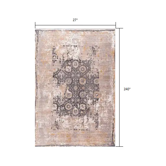 Gray Washed Out Persian Runner Rug Photo 2