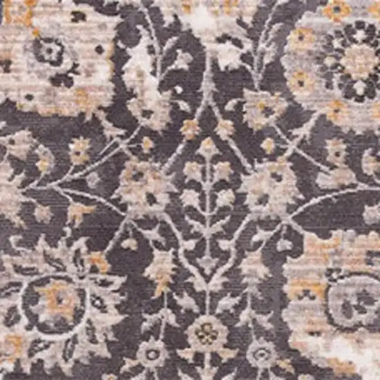 Gray and Ivory Oriental Power Loom Runner Rug Photo 6