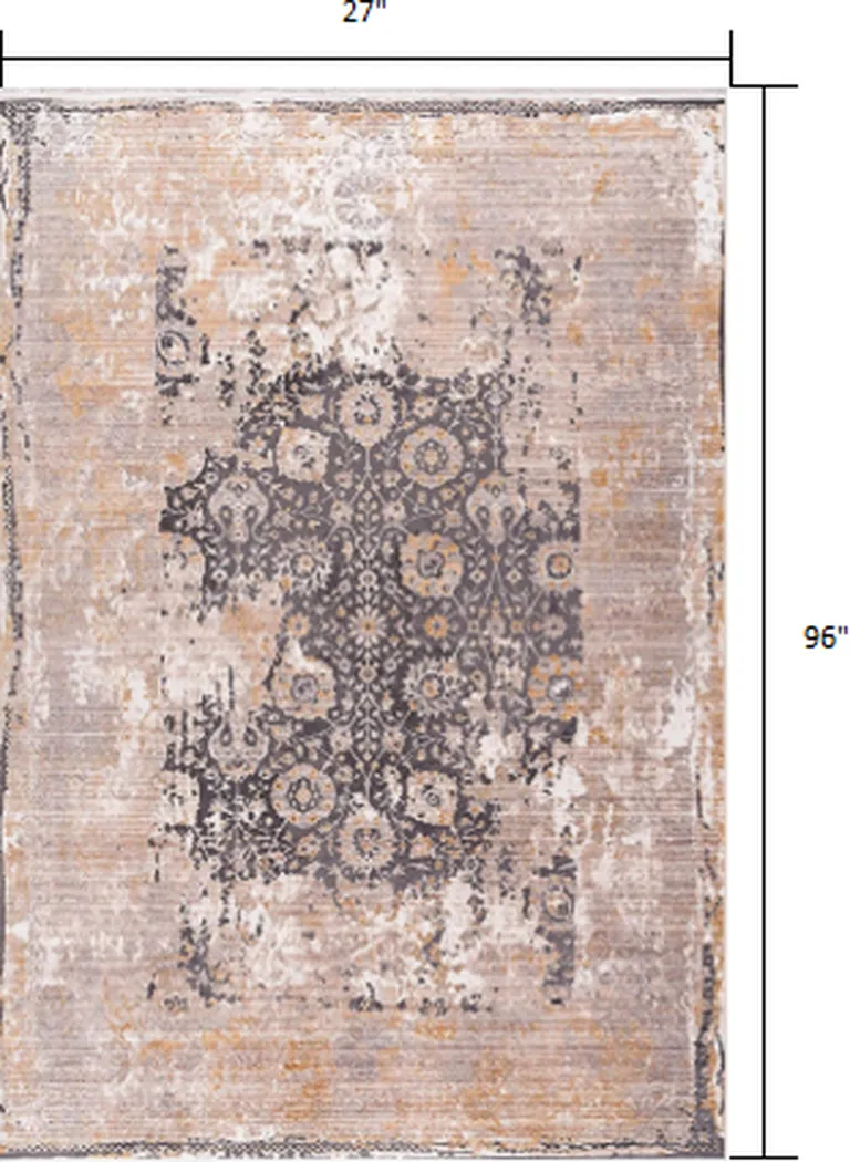 Gray Washed Out Persian Runner Rug Photo 1