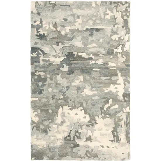 Gray Wool Abstract Hand Tufted Area Rug Photo 2