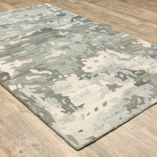 Gray Wool Abstract Hand Tufted Area Rug Photo 4