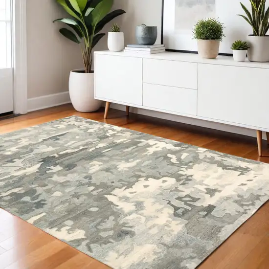 Gray Wool Abstract Hand Tufted Area Rug Photo 1