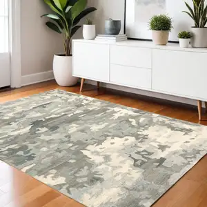 Photo of Gray Wool Abstract Hand Tufted Area Rug