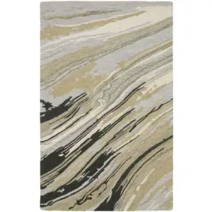 Photo of Gray Wool Abstract Hand Tufted Area Rug