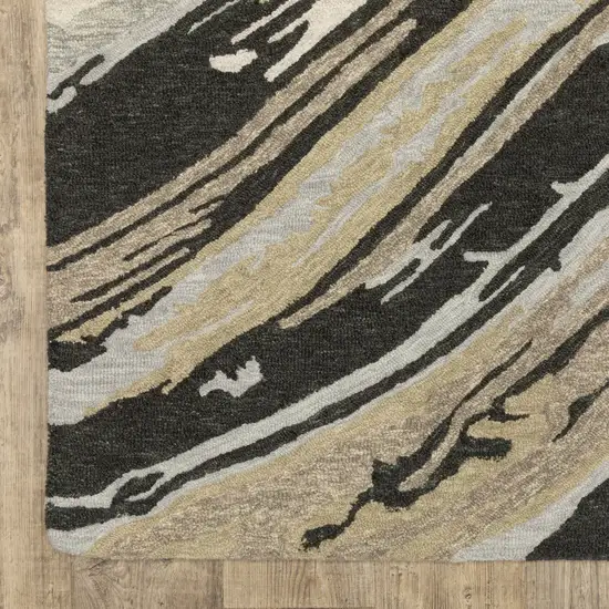 Gray Wool Abstract Hand Tufted Area Rug Photo 8