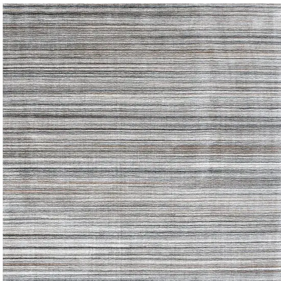 Gray Wool Blend Abstract Stripe Hand Loomed Area Rug Photo 5