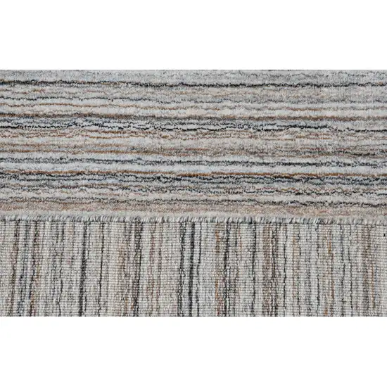 Gray Wool Blend Abstract Stripe Hand Loomed Area Rug Photo 8