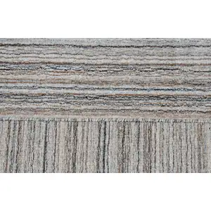 Photo of Gray Wool Blend Abstract Stripe Hand Loomed Area Rug