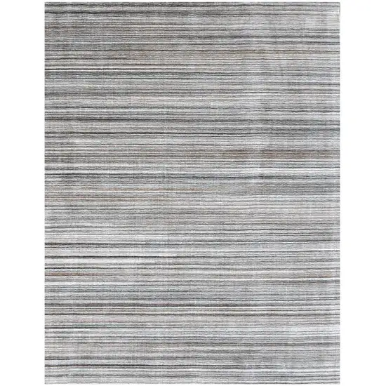 Gray Wool Blend Abstract Stripe Hand Loomed Area Rug Photo 2