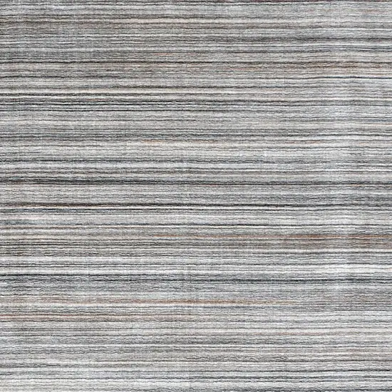 Gray Wool Blend Abstract Stripe Hand Loomed Area Rug Photo 4