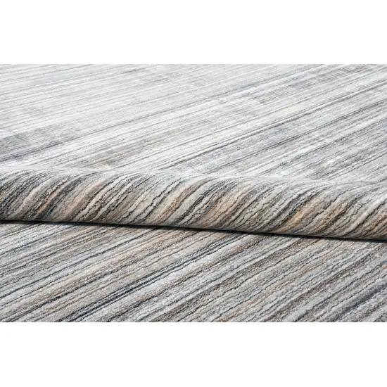 Gray Wool Blend Abstract Stripe Hand Loomed Area Rug Photo 6