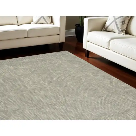 Gray Wool Geometric Area Rug Photo 1