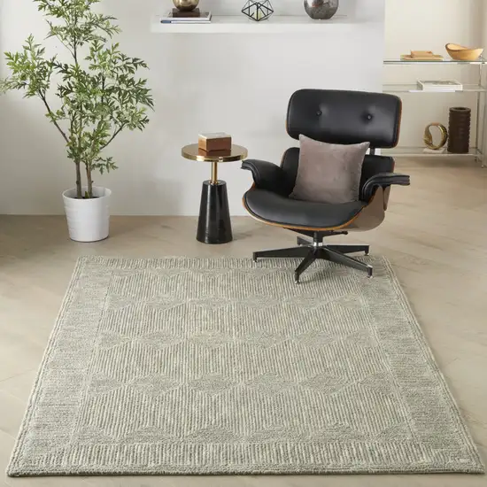 Gray Wool Geometric Area Rug Photo 7