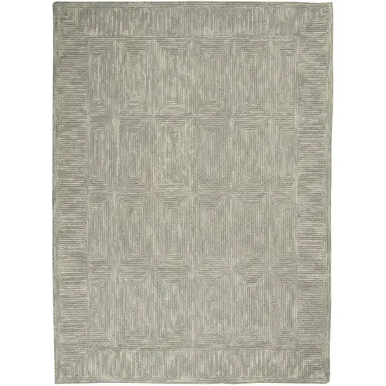 Gray Wool Geometric Area Rug Photo 2