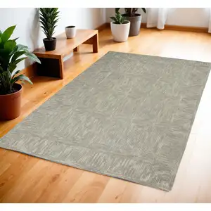 Photo of Gray Wool Geometric Area Rug