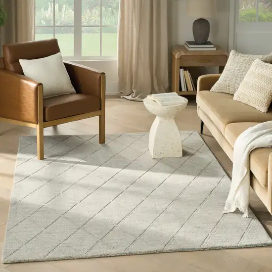 Gray Wool Geometric Area Rug Photo 8