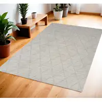 Photo of Gray Wool Geometric Area Rug