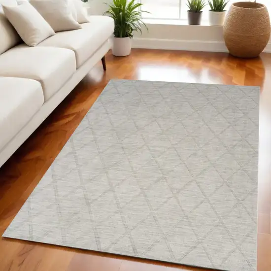 Gray Wool Geometric Area Rug Photo 1