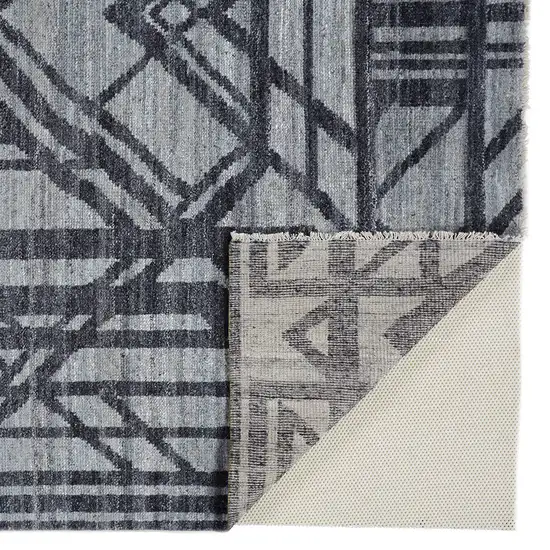 Gray Wool Geometric Hand Knotted Area Rug Photo 5