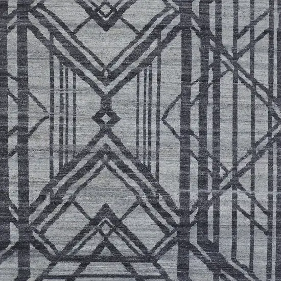 Gray Wool Geometric Hand Knotted Area Rug Photo 7