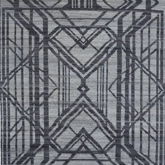 Gray Wool Geometric Hand Knotted Area Rug Photo 8