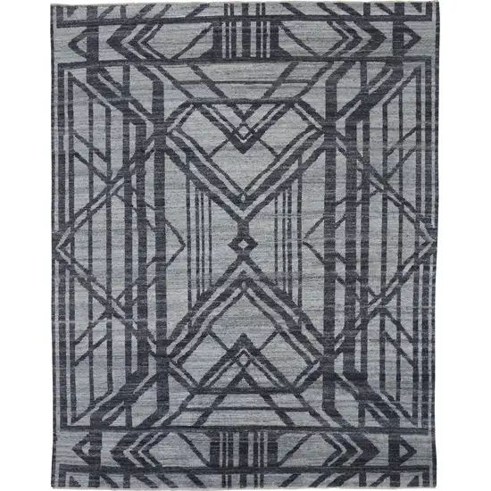 Gray Wool Geometric Hand Knotted Area Rug Photo 5